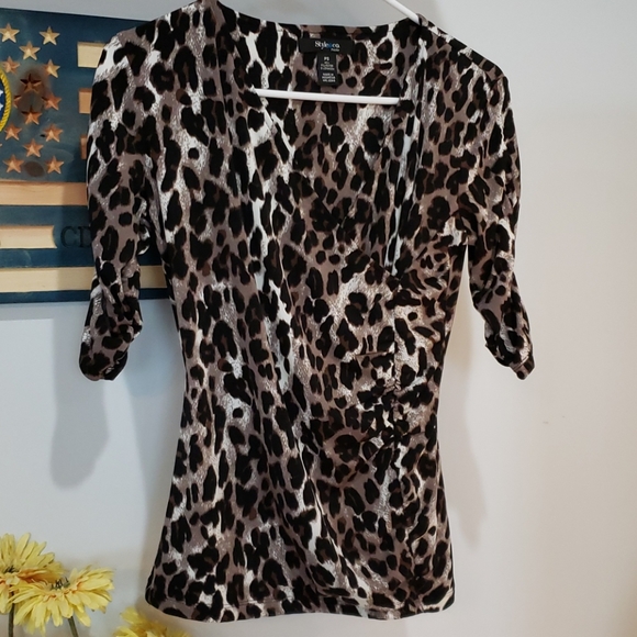 Style & Co. Tops - Style & Co Faux Wrap Leopard Print